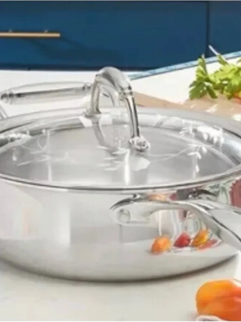 Princess House Stainless Steel Sauté Pan with Glass Lid - Silver